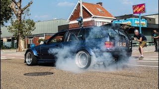 Modified cars leave a car show | Rollhard 2017 the Belgian chapter