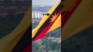 Sarawak Flag flies proudly on the largest flagpole in Malaysia! Shot with DJI Air 3 #merdeka