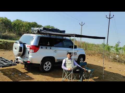 Mahindra TUV Ultimate overland Camping setup with Awning,Cargo carrier & Rooftop tent