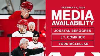 Jonathan Berggren, JT Compher, Todd McLellan Practice Media Availability | Feb. 6, 2025