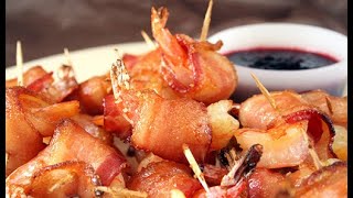 SIMPLE & EASY BACON WRAPPED SHRIMP