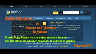 Python Full Course| For Beginners| Tutorial 014 | ( inheritance in classes and functions in python)
