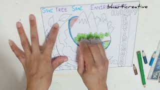 Living sustainably in harmony with nature Drawing|only one Earth Drawing|Environment dayeasy Drawing