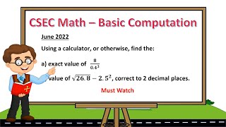 CXC Past Paper Math Questions - Basic Computation