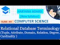 RDBMS BASICS ( TUPLE, DOMAIN, ATTRIBUTE, RELATION ,DEGREE,CARDINALITY )