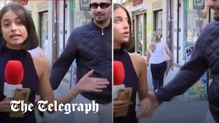 Spanish reporter sexually assaulted live on air, "Did he just touch your bottom?"