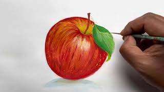 How to draw an apple || Still life painting with poster colour