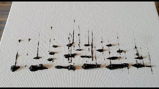 Very Easy / Sail Boats /Black & White / Abstract Painting Demonstration / Daily Art Therapy/Day #032
