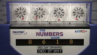 Midday Numbers Game Drawing: Wednesday, December 27, 2017
