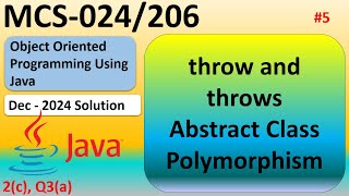 Java throw and throws Statement | Java Abstract Class | Polymorphism | Dec-2024 Question MCS-206/24