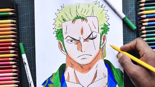 How To Draw Zoro (colour pencil) || ONE PIECE || Anime Drawing Step By Step