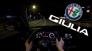 280 HP Alfa Romeo Giulia Veloce | POV Night Drive | Exhaust Sound | 4K