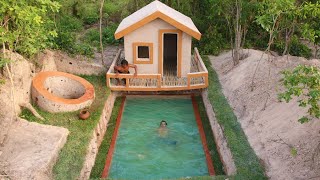 60 Day Of  They're Lived Build Water Well,Underground Swimming Pool And Underground House Using Wood