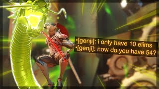 GM1 GENJI CARRIES ON THE WORST GENJI MAP 54 ELIMS + POTG OVERWATCH 2 FASTEST GENJI | NECROS GAMEPLAY