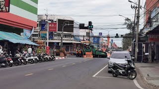 Sisaket Sunheng plaza  junction are underconstruction สี่แยกห้างซุ่นเฮงกำลังปรับปรุงถนน จ.ศรีสะเกษ