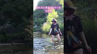 釣れて驚く北海道釣り女子 #釣り女子 #shorts #渓流釣り