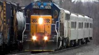 [HD] ON #1805 + #1809, Passengers 697 + 698 at North Bay ON.