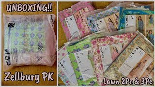 ZELLBURY PK Unstitched Two Piece \u0026 Three Piece Unboxing | Zellbury Lawn | Zellbury Lawn Collection