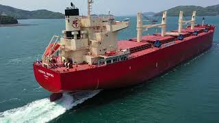 4K Drone Footage of Bulk Carrier Ship \