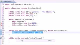 Java Game Development with Slick 5 initStatesList Method
