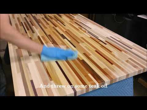 Butcherblock table made from scrap hardwood Butcherblock table made from scrap hardwood