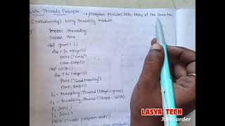 Multithreading concept in python with example in Telugu/@lasya tech