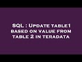 SQL : Update table1 based on value from table 2 in teradata