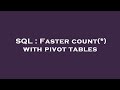 SQL : Faster count(*) with pivot tables