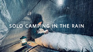 SOLO CAMPING AT THE EDGE OF AMAZING CLIFF • [4K] ENJOYING COLD NIGHT AND RAIN WH