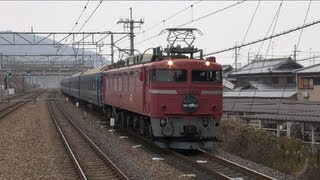 日本海号とスーパくろしお号　島本駅構内同時通過