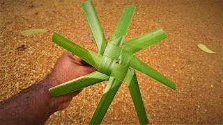 How to make a eight wings coconut leaf fan - Coconut (palm) leaf crafts.