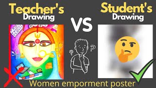 Women's day poster | Black & white painting | Daily teacher vs student drawing #24