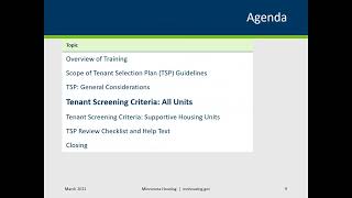 Minnesota Housing: Tenant Selection Plan Training