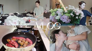 简单周末Vlog｜小厨娘的超市采买🛒｜整理家务·叠一整天的衣服🫠｜快速韩式烤肉晚餐🥩｜MBTI测试