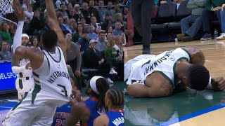 Isaiah Stewart ejected for throwing Giannis to the ground while in the air 😳