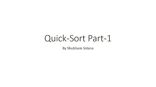 Quick Sort part-1