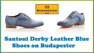 Santoni Derby Leather Blue Shoes on Budapester