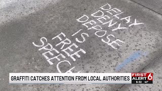 Graffiti outside Omaha health insurance office catches attention from local authorities