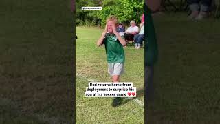 Dad returns home from deployment to surprise his son at his soccer game ❤️❤️