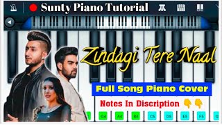 Zindagi Tere Naal full song piano cover with notes | Khan Saab | new panjabi song piano tutorial |