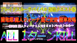 FFBE 強敵 ブレイクスルーサバイバル 初級クエスト⑤ 闇竜姫 魔人フィーナ 超ど安定 簡単攻略　～闇竜姫 魔人フィーナ１人でリミットバーストのみ～