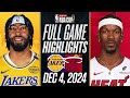 LAKERS vs HEAT FULL GAME HIGHLIGHTS DECEMBER 4, 2024 NBA FULL GAME HIGHLIGHTS TODAY 2K25