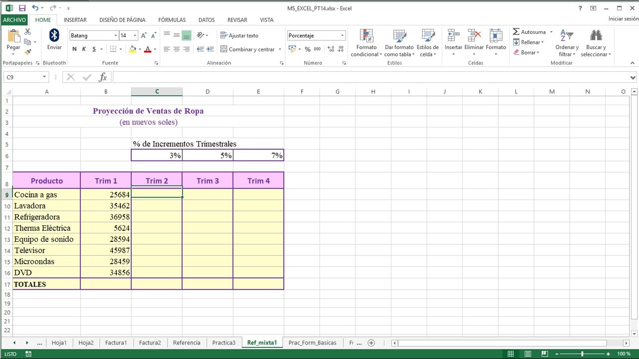 Referencia Mixta Con Excel - YouTube