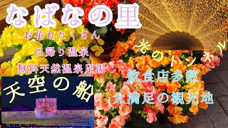 【三重】なばなの里 イルミネーション「天空の船」\u0026村内案内、ベゴニアガーデン、アイランド富士、天然温泉etc