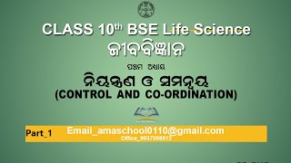 Class 10th BSE Odisha/Life Science/ନିୟନ୍ତ୍ରଣ ଓ ସମନ୍ୱୟ/Control and Co-ordination/Part -1/TERM II FA 3