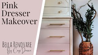 Pink Painted Dresser Makeover- Stripping and Blending Paint Using Chalk Paint