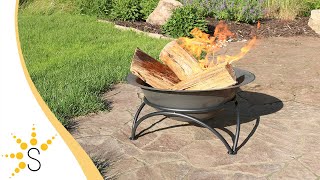 Sunnydaze Small Dark Gray Wood-Burning Cast Iron Fire Pit Bowl with Stand, 24\