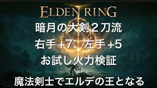 [ELDEN RING]暗月の大剣二刀流　右手＋７、左手＋５　お試し火力検証[エルデンリング]