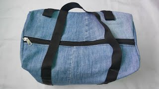 पुरानी जीन्स से बनाये सुन्दर ट्रेवल बैग | Bag cutting and stitching | Travel Bag