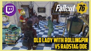 Old Lady with Rollingpin Vs Radstag Doe - Fallout 76 Twitch Clips